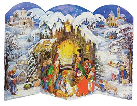 Traditional German Advent Calendars 3d Large Nativity Jesus Is Born