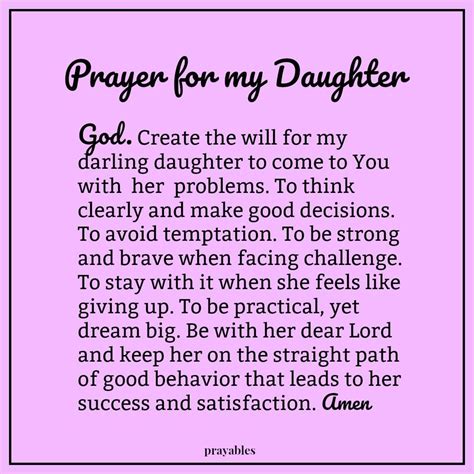 Prayer For My Daughter Prayables Prayers For My Daughter Prayer