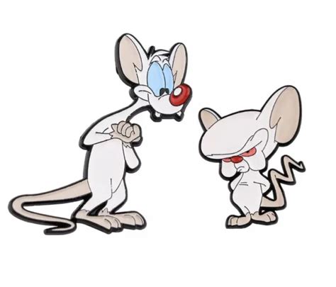 2 X Pinky And The Brain Animaniacs Metal Enamel Lapel Pin Badges Retro