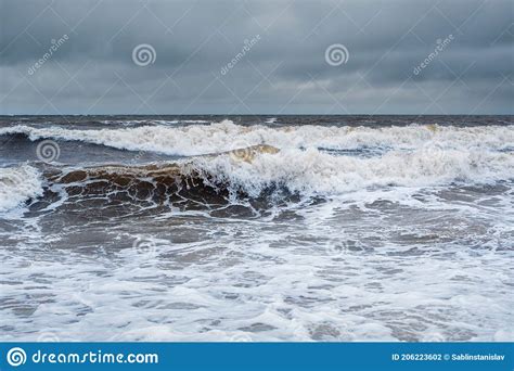 Stormy Winter Waves On The White Sea Dramatic Seascape Stock Photo