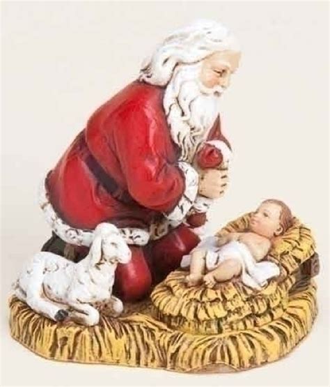Josephs Studio Kneeling Santa With Baby Jesus Christmas Ornament
