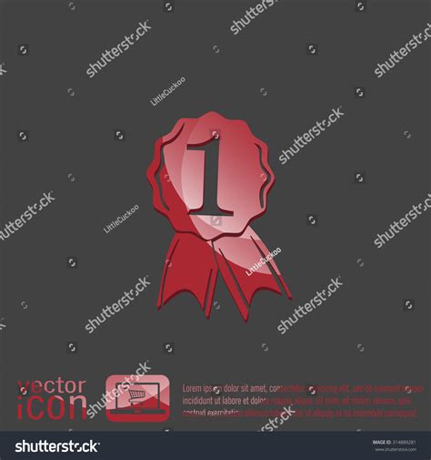 First Place Ribbon Rosette Icon Victory Stock Vector Royalty Free