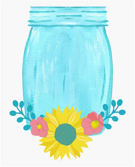 Drawn Mason Jar Sunflower Png Mason Jar Transparent