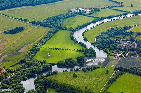 Aerial View Of River Thames In Buckinghamshire High Res