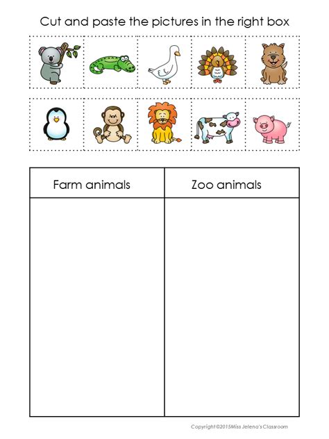 Animals Sorting Set Zoo Preschool Zoo Animals Kindergarten Worksheets