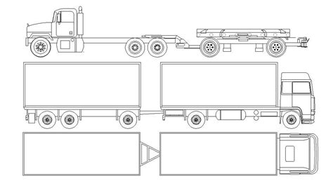 Transportation Truck Elevation Design Free Cad Blocks Cadbull