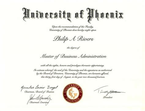 Mba Degree Certificate