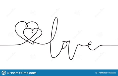 Continuous Line Drawing Two Hearts Embracing Vector Minimalist