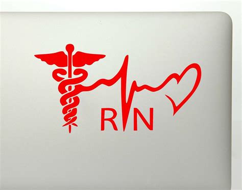 Rn Nurse Medical Symbol Heartbeat Vinyl Decal Sticker Finelinefx
