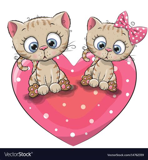 Two Cute Cartoon Kittens Royalty Free Vector Image