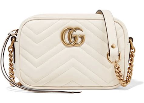 Gucci Marmont Camera Bag Matelasse Mini Cream In Leather With Antique Gold