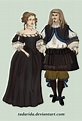 1660 .:2:.In 1660s dresses have wide necklines, puffy sleeves and long ...