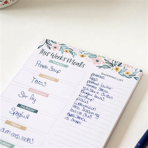 6 X 9 Meal Planning Pad With Magnets Garden Etsy