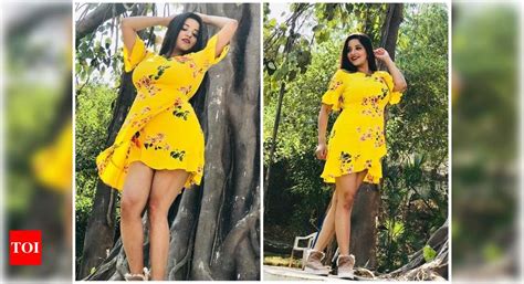 Monalisa Flaunts Her Amazing Poses In A Yellow Floral Dress Bhojpuri Movie News Times Of India