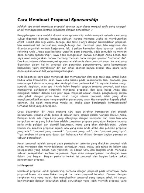 Menentukan batasan (scope) ruang lingkup skripsi. Cara Membuat Proposal Sponsorship