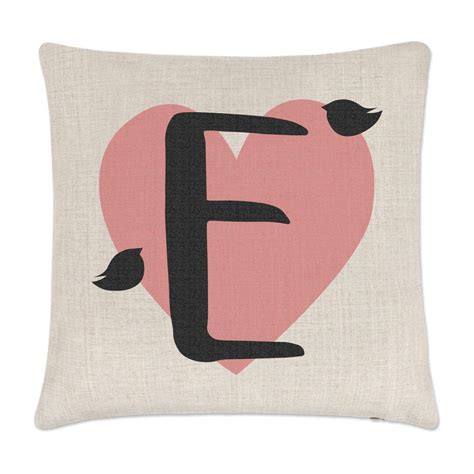 Letter E Heart Alphabet Linen Cushion Cover Etsy