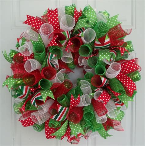 Christmas Mesh Wreath By CarolinaBowCompany On Etsy 65 00 Deco Mesh