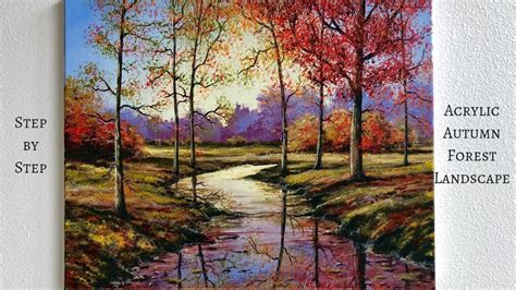 Autumn Wonder Original Acrylic Mixed Media Painting 8 X 8 Landscape