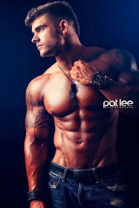 colin wayne male fitness model © pat lee pecs six pack abs hunk men nice arms bare