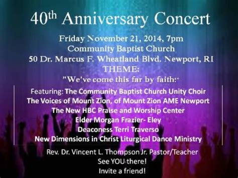 40th Church Anniversary Concert Newport Ri Patch