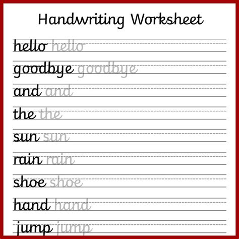 Free Printable English Handwriting Worksheets
