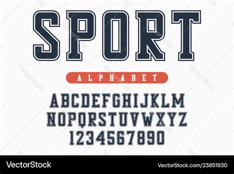 Sport Font Original College Alphabet Athletic Vector Image