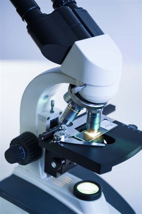 A Research Microscope With Examination Slide Stockfreedom Premium