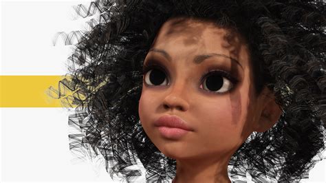 3d Naked African Female Cartoon Black Afro Rigged Woman Female 3d Low
