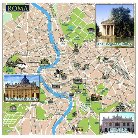 Tourist Map Of Rome City Rome Italy Europe Mapsland Maps Of