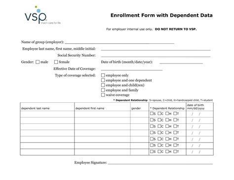 Vsp Enrollment Dependent Data PDF Form - FormsPal