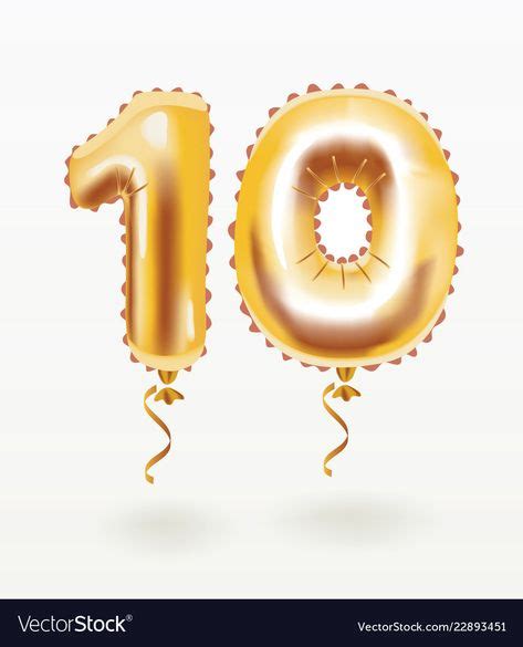 The Number For Birthday Balloon Number Ten Vector Image On In 2020