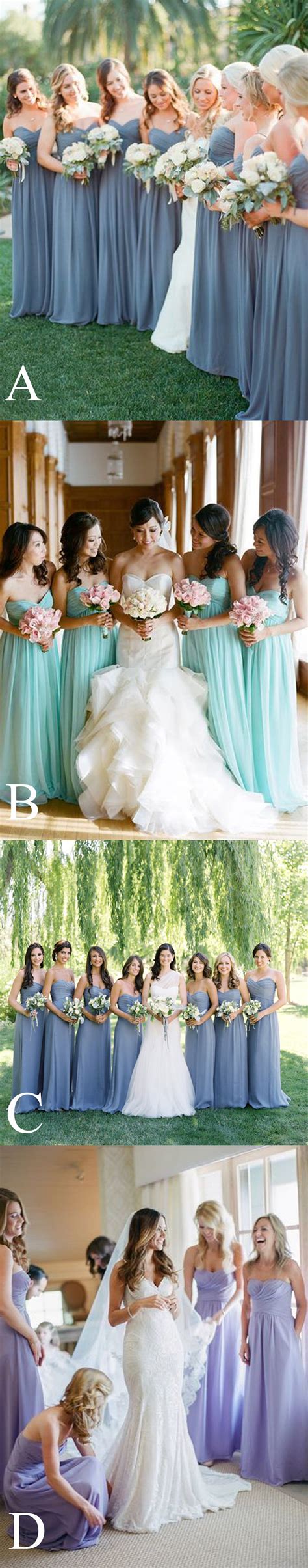 Long Bridesmaid Dresssweetheart Strapless Bridesmaid Dresssky Blue