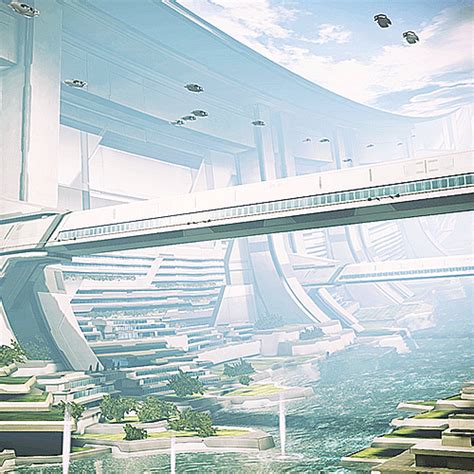 Citadel Futuristic City Fantasy Landscape Sci Fi Concept Art