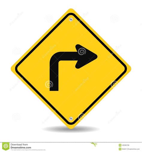 Turn Right Traffic Sign Stock Vector Illustration Of Black 43236709