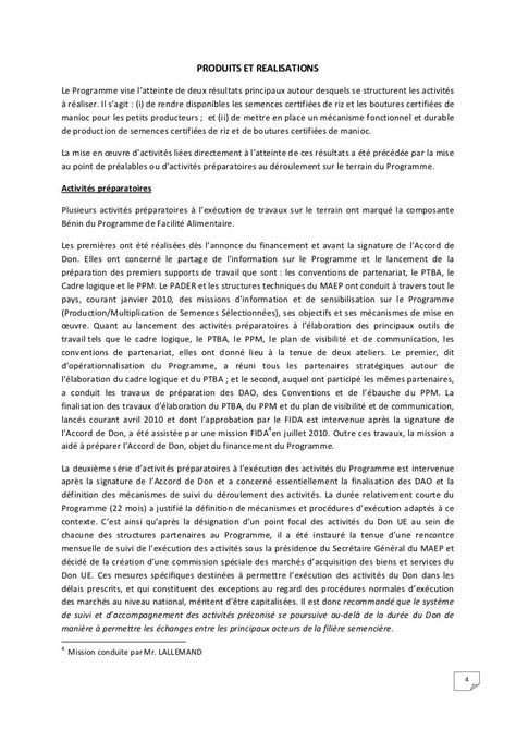 Rapport De Mission De Suivi Au Bénin