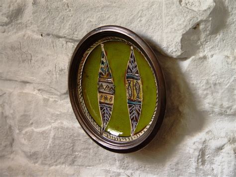 Handmade Green Ceramic Plate Wall Hanging Earthen Decor Wheel