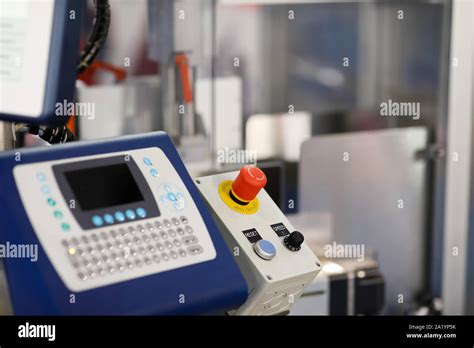 Control Panel Of A Computerized Production Line Selective Focus Stock