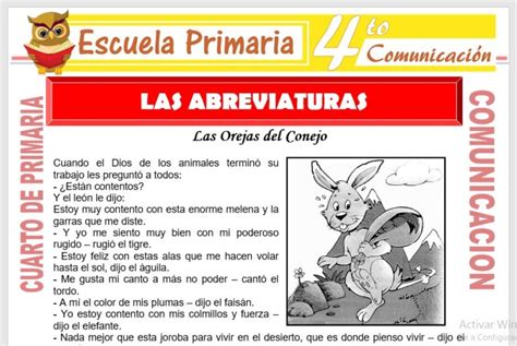 Las Abreviaturas Para Cuarto De Primaria Escuela Primaria