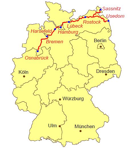 Via baltica, officially known as european route e 67, goes from the estonian capital tallinn to the polish capital warsaw. Übersichtskarte Jakobsweg Via Baltica | Karte deutschland ...