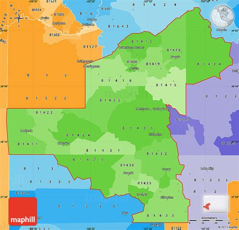 Political Shades Simple Map Of Zip Codes Starting With 814