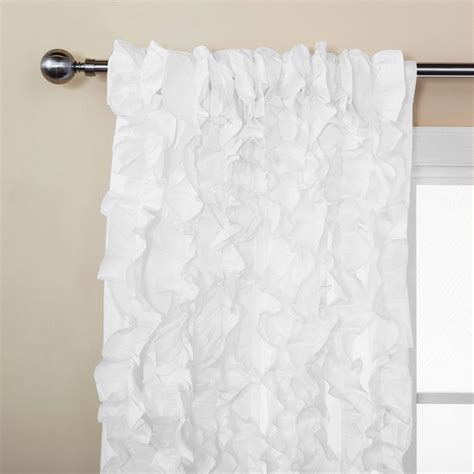 Ruffled white fabric shower curtain. 25 Photos White Ruffle Curtains | Curtain Ideas