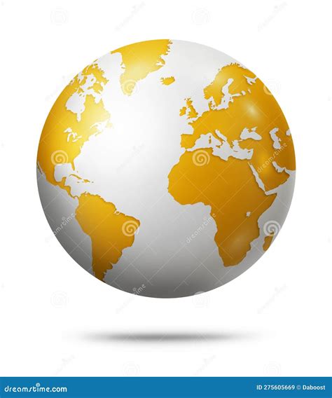Globo De Tierra Amarilla Aislado En Fondo Blanco Stock de ilustración