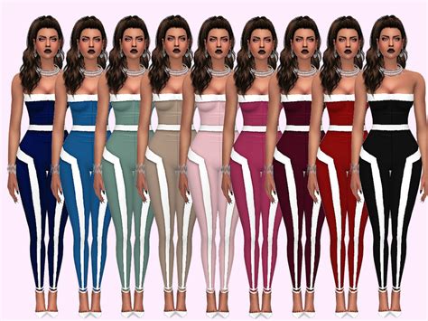The Sims Resource Mp Clubwear Jumpsuit With White Trim