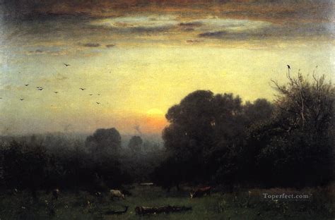 Morning Landscape Tonalist George Inness Painting In Oil For Sale