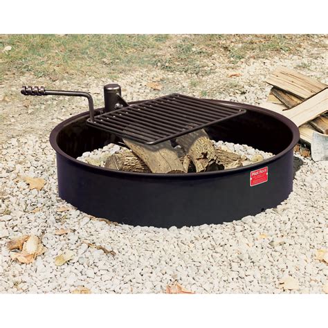 Pilot Rock Steel Fire Ring With Cooking Grate — 32in Diameter Model