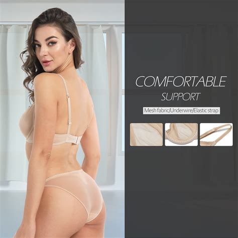 Vogue S Secret See Through Sexy Lace Bra Plus Size Unlined Clear Sheer Bras Panties Set For