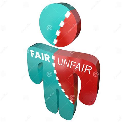 Fair Vs Unfair Justice Right Wrong Person Words Stock Illustration