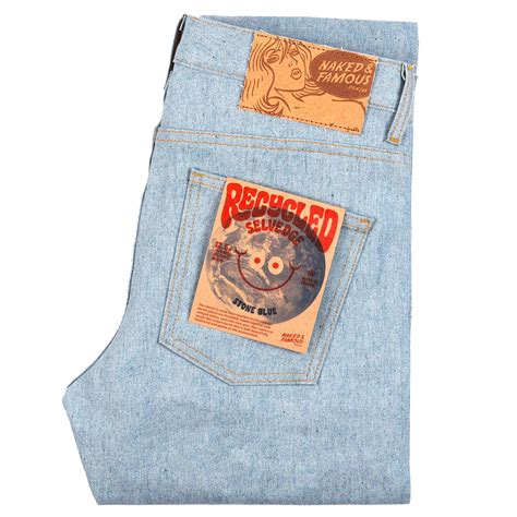 Naked And Famous Weird Guy Recycled Selvedge Jeans Stone Blue