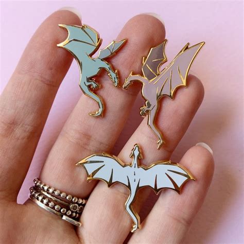 Set 3 Dragons Blackwandashop Enamel Pin Collection Jewelry Pins