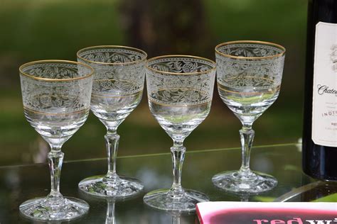 Vintage Crystal Etched Wine Glasses Set Of 6 Fostoria Renaissance